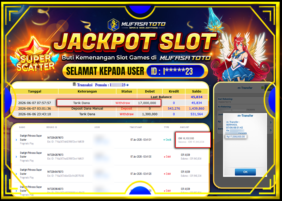 MUFASATOTO JACKPOT PRAGMATICPLAY Rp.17.000.000|LUNAS